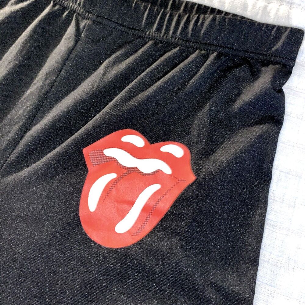 AQ SPORT WOMENS LEGGINGS BLACK ROLLING STONES LIPS XL - Picture 3 of 7